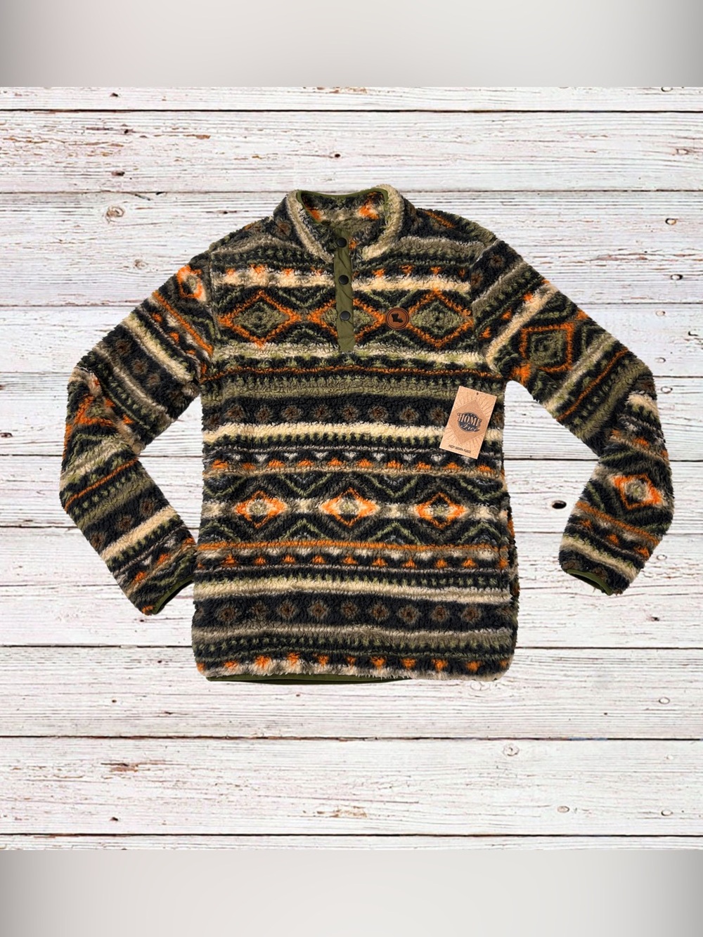 Home Free Louisiana Cave Geo Unisex Sherpa Fleece Pullover S NWT